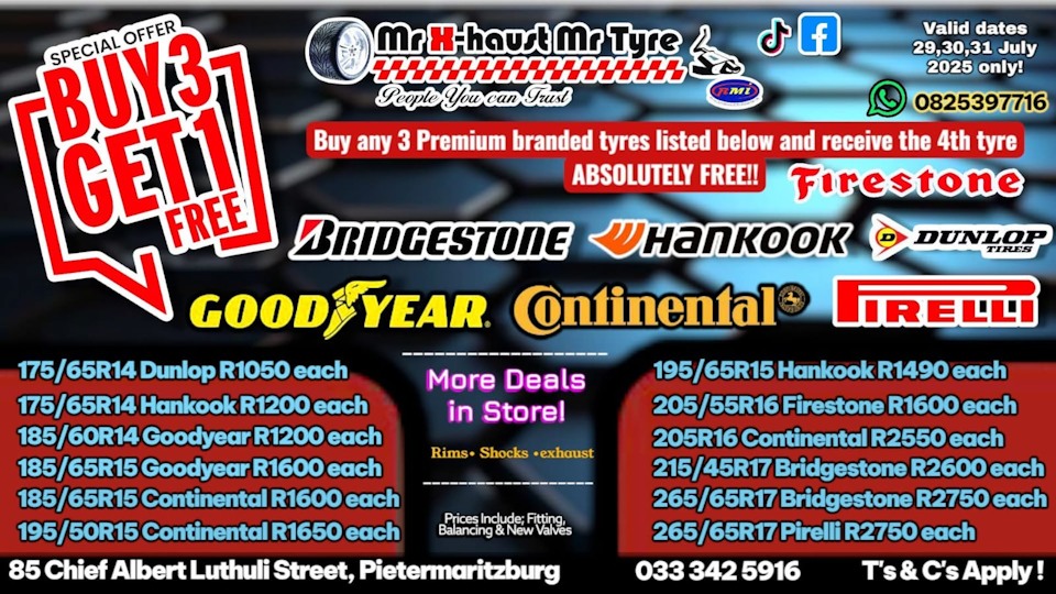 mr x haust mr tyre july payday specials