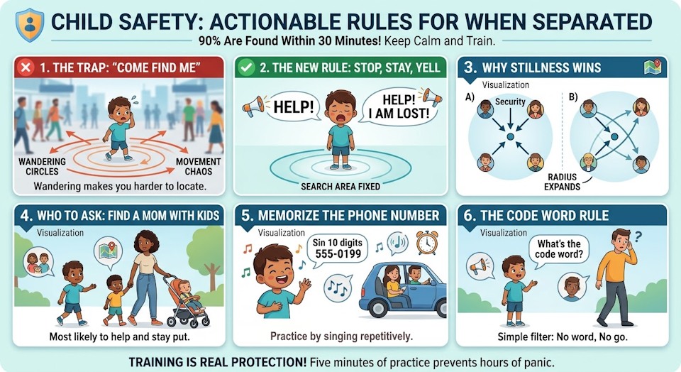 basic actionable safety steps for children who get lost