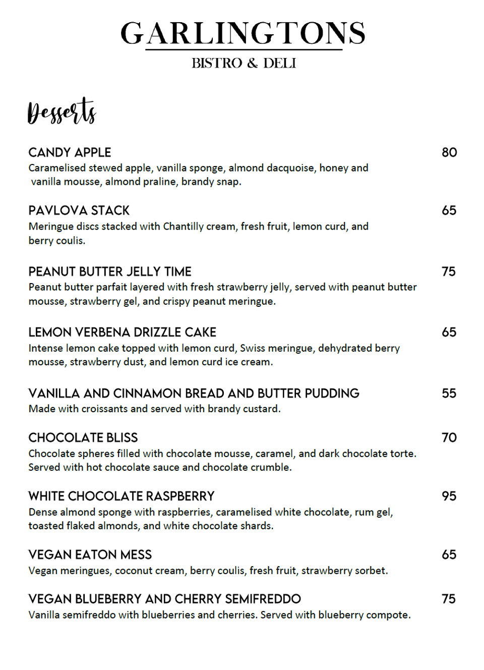 garlingtons dessert nov 2021
