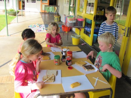 Making sandwiches for underprivileged people